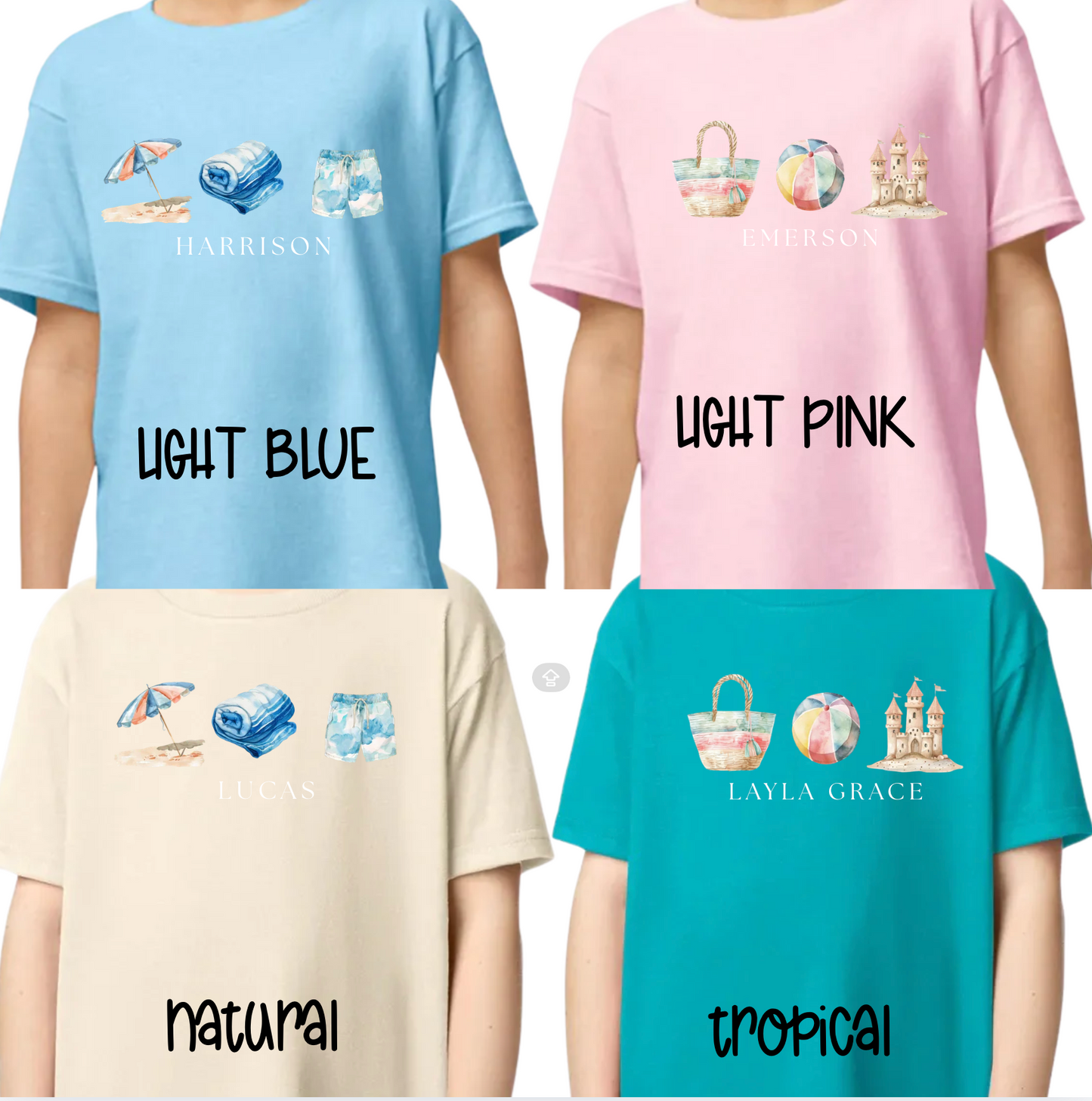 Personalized Beach Summer Icons Tee | Custom Name Shirt